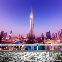 Building Tower Rail Path Photography Scenery Backdrop Balcony Landscape Theme Banner BCE-768