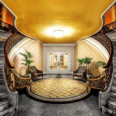 Light Plant Chairs Stairs Photography Scenery Backdrop Indoor Theme Banner BCE-790