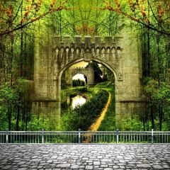 Forest Rail Road Photography Scenery Backdrop Forest Theme Banner BCE-794