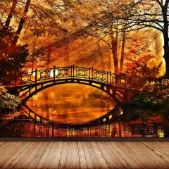 Woods Bridge River Photography Scenery Backdrop Forest Theme Banner BCE-797