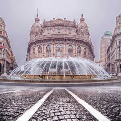 Castle Fountain Photography Scenery Backdrop Architectural Theme Banner BCE-805