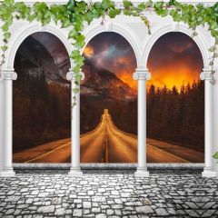 Arch Pillar Road Sunset Photography Scenery Backdrop Arches or Pillars Theme Banner BCE-807