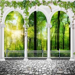 Forest Light Pillar Photography Scenery Backdrop Forest Theme Banner BCE-809