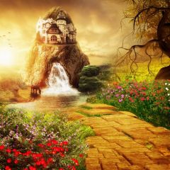 Nature Flower Fountain Aniaml Photography Scenery Backdrop Fantasy Theme Banner BCE-817