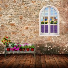 Window Lanvender Flower Photography Scenery Backdrop Wall Theme Banner BCE-818