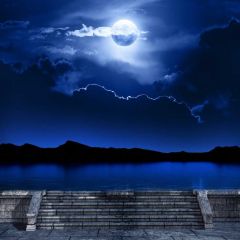 Stairs Moon Cloud River Photography Scenery Backdrop Nature Theme Banner BCE-825