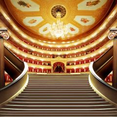 Stairs Gold Palace Ceiling Lamp Photography Scenery Backdrop Indoor Theme Banner BCE-840