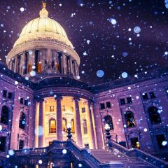 Snowflake Building Staris Photography Scenery Backdrop Snow Theme Banner BCE-853