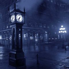 City Clock Street Rain Light Photography Scenery Backdrop Streetscape Theme Banner BCE-854