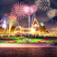 Firework Disneyland Tower Photography Scenery Backdrop Festival Celebration Theme Banner BCE-858
