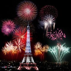 Fireworks Bright Shining Tower Photography Scenery Backdrop Festival Celebration Theme Banner BCE-865
