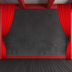 Wooden Floor Red Curtain Photography Scenery Backdrop Stage Carpet Theme Banner BCE-866