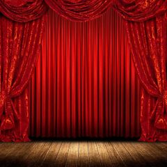 Stage Wooden Floor Curtain Photography Scenery Backdrop Music Dance Theme Banner BCE-921
