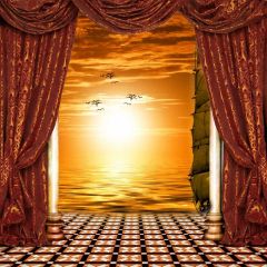 Seagull Pillar Curtain Photography Scenery Backdrop Balcony Landscape Theme Banner BCE-923