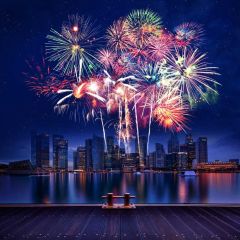 Sea Firework 2020 Photography Scenery Backdrop Festival Celebration Theme Banner BCE-957