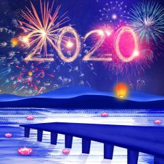 New Year 2020 Lotus Light Photography Scenery Backdrop Festival Celebration Theme Banner BCE-965