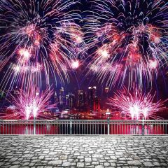 Beautiful Fireworks Long Rail Photography Scenery Backdrop Festival Celebration Theme Banner BCE-971