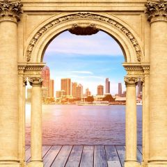 Yellow Pillars Exquisite Arches Photography Scenery Backdrop Arches or Pillars Theme Banner BCE-972