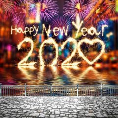 Happy New Year 2020 Might Sea Brick Floor Photography Scenery Backdrop Festival Celebration Theme Banner BCE-975