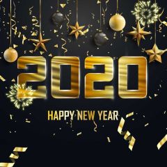 Stars Crackers Golden 2020 Photography Scenery Backdrop Festival Celebration Theme Banner BCE-977