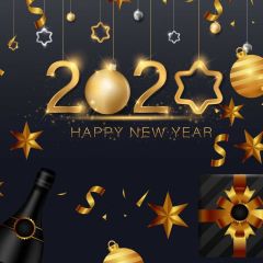 Happy New Year Golden Stars Photography Scenery Backdrop Festival Celebration Theme Banner BCE-989