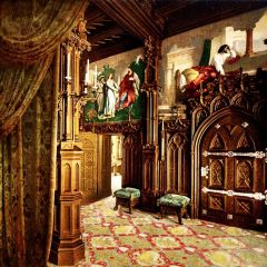 Golden Pillar Floor Curtain Photography Scenery Backdrop Indoor Theme Banner BCE-990