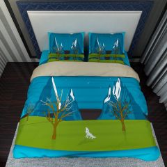 Mountains Snow Moon Wolf Bed Set BED-0008