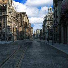 Sky Cloud Commercial Building Pathway Photography Scenery Backdrop Streetscape Theme Banner BVU-040