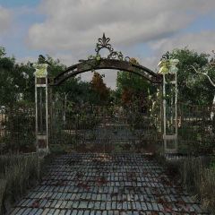 Arch Grass Tree Brick Photography Scenery Backdrop Garden Scenery Theme Banner BVU-042