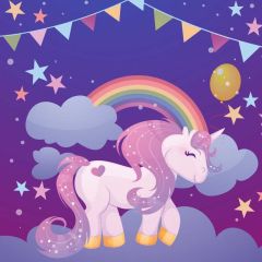 Horse Star Cloud Rainbow Photography Scenery Backdrop Birthday Party Theme Banner BVU-068