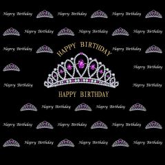 Birthday Crown Photography Scenery Backdrop Step and Repeat Banner Theme Banner BVU-078