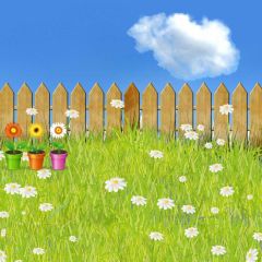 Grass Fence Cloud Photography Scenery Backdrop Cartoon Theme Banner BVU-094