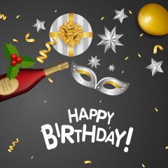 Birthday Mask Flower Wine Photography Scenery Backdrop Birthday Party Theme Banner BVU-106