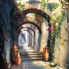 Arch Flower Stair Photography Scenery Backdrop Arches or Pillars Theme Banner BVU-129