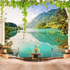 Sea Mountain Grass Photography Scenery Backdrop Ocean Theme Banner BVU-142