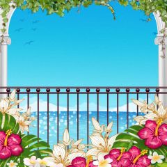 Sea Tree Flower Photography Scenery Backdrop Ocean Theme Banner BVU-160