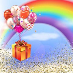 Cartoon Present Rainbow Photography Scenery Backdrop Cartoon Theme Banner BVU-165