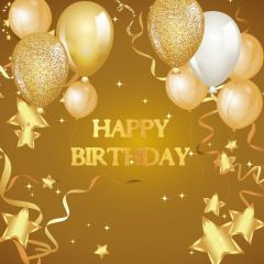 Balloon Star Gold Photography Scenery Backdrop Birthday Party Theme Banner BVU-175