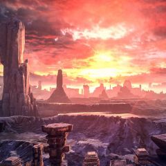 Sunset Stone Photography Scenery Backdrop Nature Theme Banner BVU-176