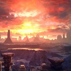 Sunset Stone Photography Scenery Backdrop Nature Theme Banner BVU-177