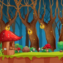 Tree House Plant Photography Scenery Backdrop Cartoon Theme Banner BVU-181