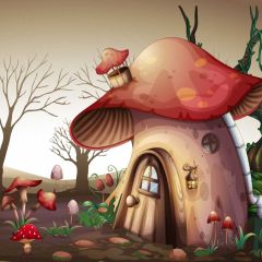 Mushroom Tree Photography Scenery Backdrop Cartoon Theme Banner BVU-183