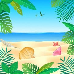 Sea Sand Plant Photography Scenery Backdrop Ocean Theme Banner BVU-187