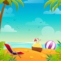 Sea Tree Cloud Photography Scenery Backdrop Cartoon Theme Banner BVU-188