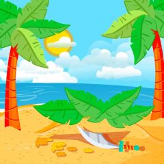 Tree Sand Leaves Sun Photography Scenery Backdrop Cartoon Theme Banner BVU-194