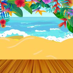 Sea Sand Plant Photography Scenery Backdrop Ocean Theme Banner BVU-195