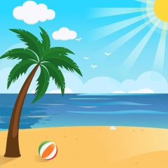 Sea Tree Cloud Sun Photography Scenery Backdrop Ocean Theme Banner BVU-200