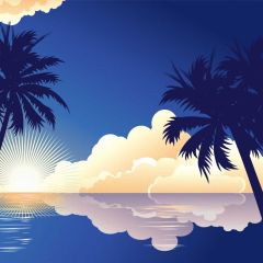 Sea Tree Cloud Photography Scenery Backdrop Ocean Theme Banner BVU-201