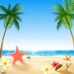 Sea Tree Flower Photography Scenery Backdrop Ocean Theme Banner BVU-202