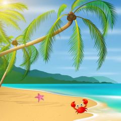 Tree Crab Sand Photography Scenery Backdrop Ocean Theme Banner BVU-204